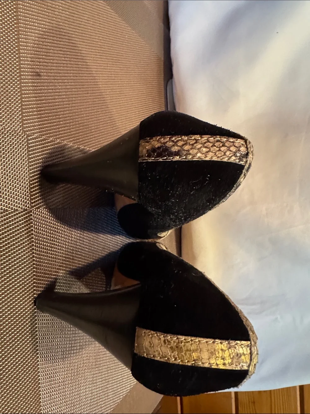 Micheal Kors suede and snake skin heels